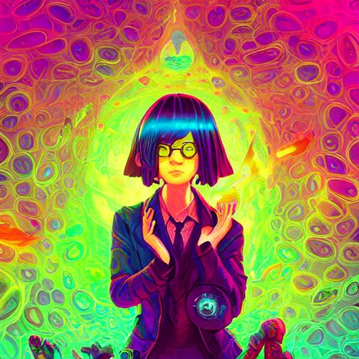 Image similar to skill magic geek inside matrix deepdream radiating a glowing aura stuff loot legends stylized digital illustration video game icon artstation lois van baarle, ilya kuvshinov, rossdraws,