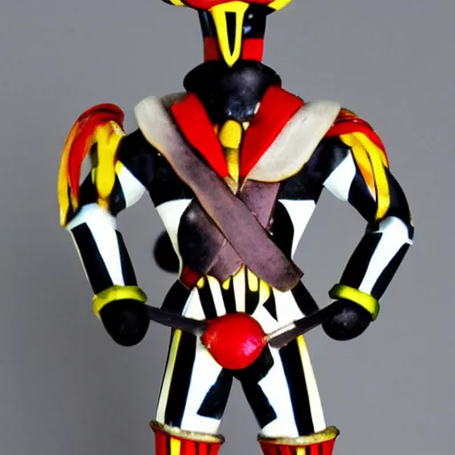 Prompt: full body photo of a harlequin warrior