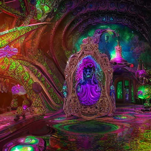 Prompt: psychadelic witch, hyper detailed, flowing psychadelic background intricate and detailed, ornate 8 k gorgeous intricate detailed, octane render
