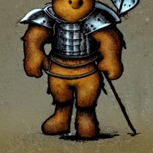 Image similar to winnie the poo as a medieval knight