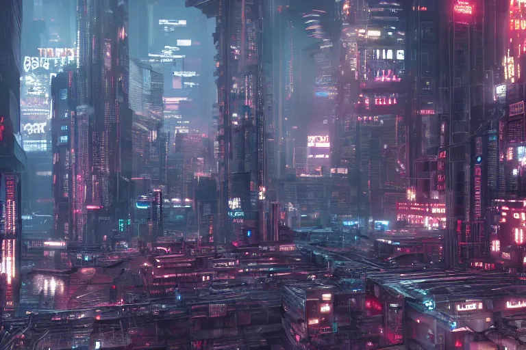 Image similar to a gritty cyberpunk city inspired by a computer motherboard. cinematic lighting. octane render. 4 k