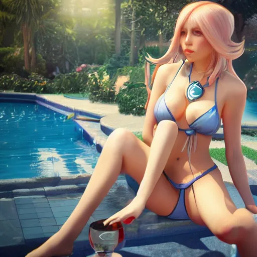 Image similar to pool party lux ( league of legends ), 3 d octane render trending on artstartion