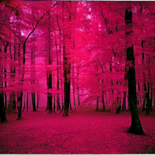 Image similar to forest on Kodak aerochrome, Helios 44 lens