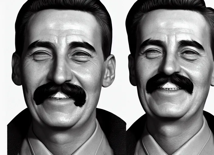 Image similar to hyper detailed portrait of smiling 2 3 year old stalin by richard avedon, unreal engine 5, lumen, nanite, dslr