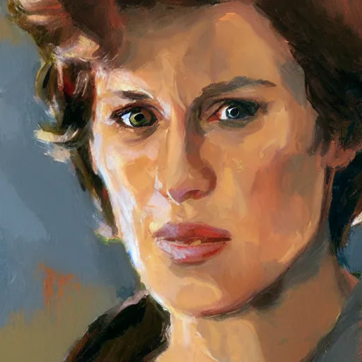 Prompt: ellen ripley, close - up by gregory manchess, 8 k