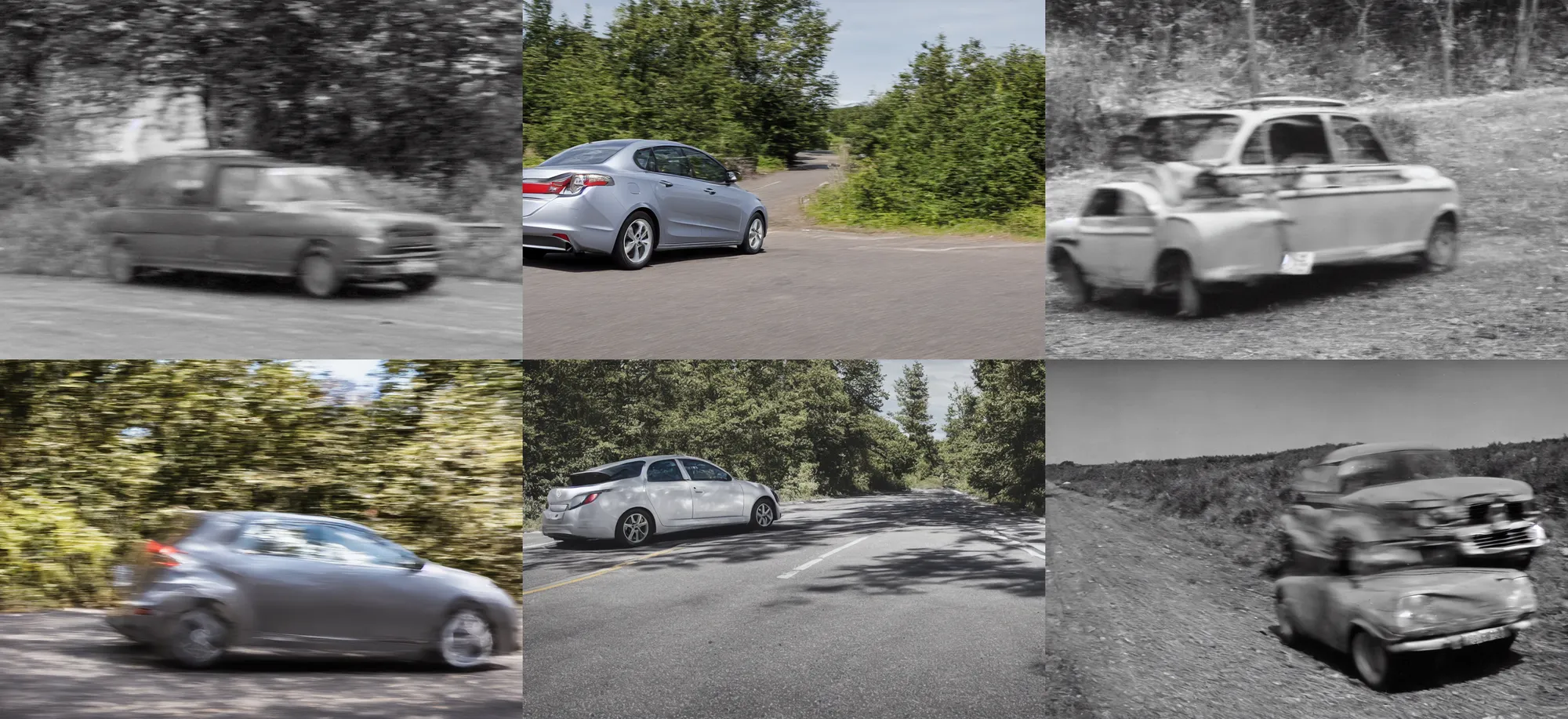 Prompt: A slitscan photo of a car moving left to right