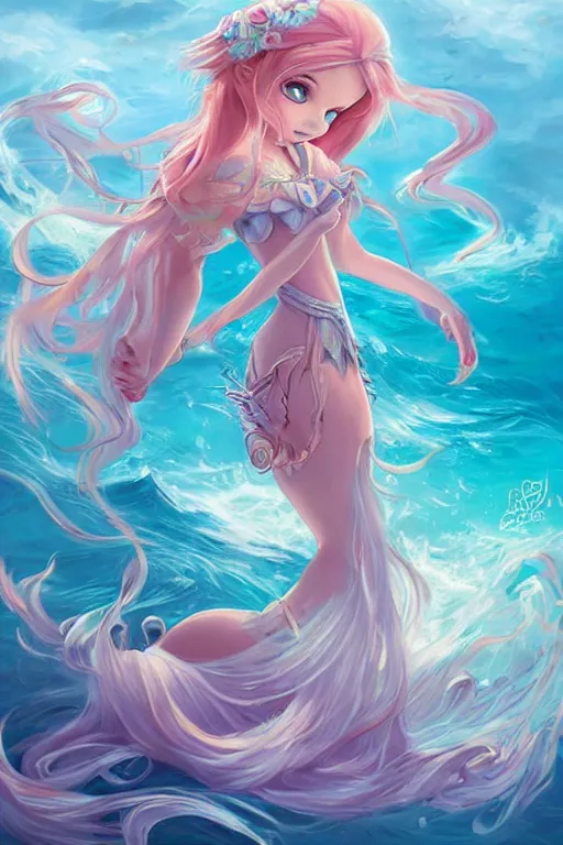 Prompt: a gorgeous princess of the sea, artgrem, wlop