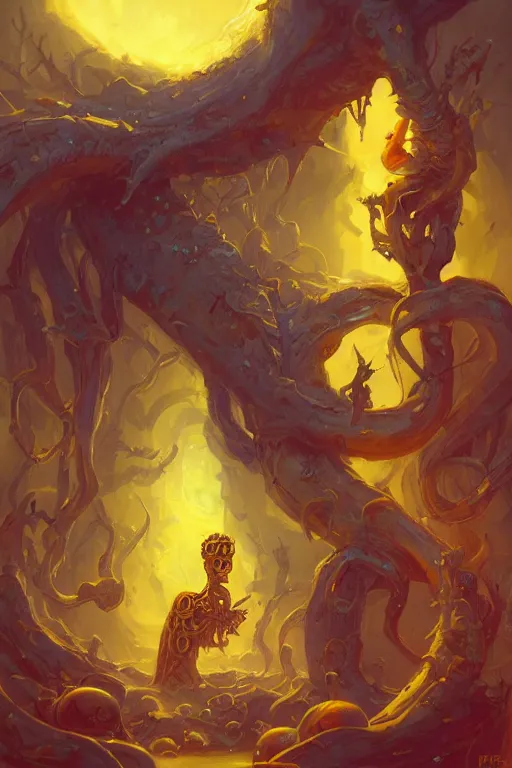 Image similar to Hastur drinking a can of Natural Light Beer, character art, concept art, painting by Peter Mohrbacher, the king in yellow