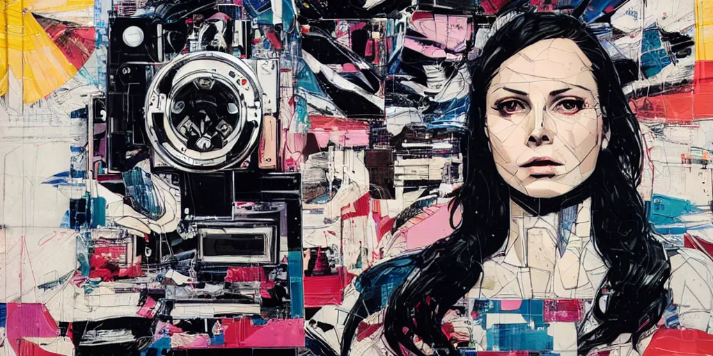 Prompt: a portrait of a single female android, by MARVEL comics and Sandra Chevrier, pinhole camera