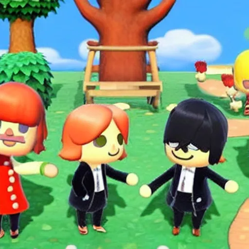 Image similar to the beatles in animal crossing