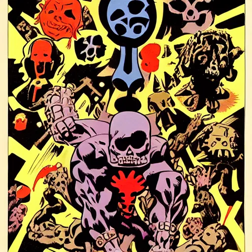 Prompt: the stage between eternal life and death by mike mignola by jack kirby