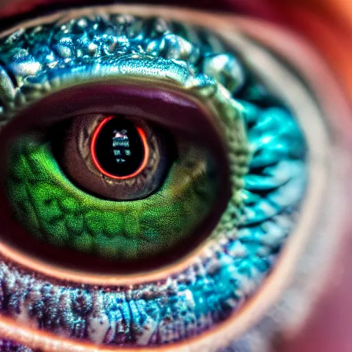 Image similar to macro shot of a reptilian alien eye, high definition