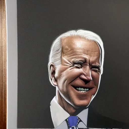 Image similar to creepy joe biden appearing from the shadows, hyper realism, horror, terror, shawody, dark lighting, mist, fog, smoke, scary,