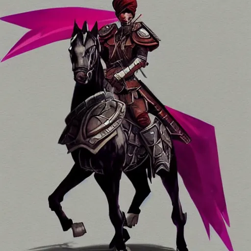 Image similar to a concept art for a new video game, by square enix, about a hero fighting for his nation, wearing a turban and also a black horse, his clothes are very desert style, and also symmetrical, perfect shape, and also very detailed, illustrations this is drawn by yoshitaka amano