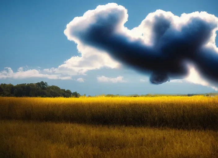 Prompt: cloud in the sky in the shape of a train, professional photography, national geographic