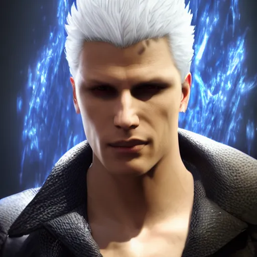 Prompt: vergil from devil may cry as albert wesker, au naturel, hyper detailed, digital art, trending in artstation, cinematic lighting, studio quality, smooth render, unreal engine 5 rendered, octane rendered, art style by klimt and nixeu and ian sprigger and wlop and krenz cushart