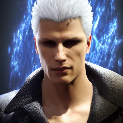 Vergil from devil may cry 5 in an anime art style