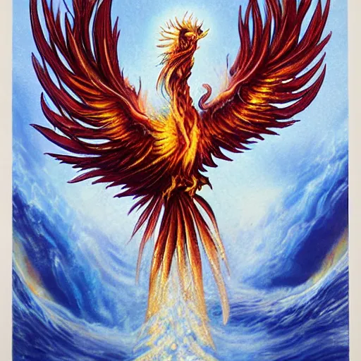 Prompt: water phoenix,. realistic, high. detail