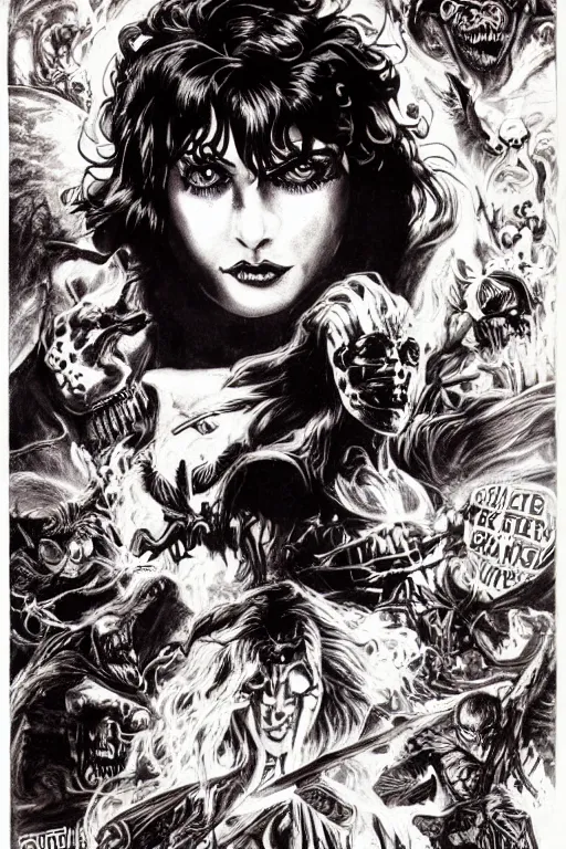 Image similar to detailed artwork for dark witch, 1 9 8 0 s