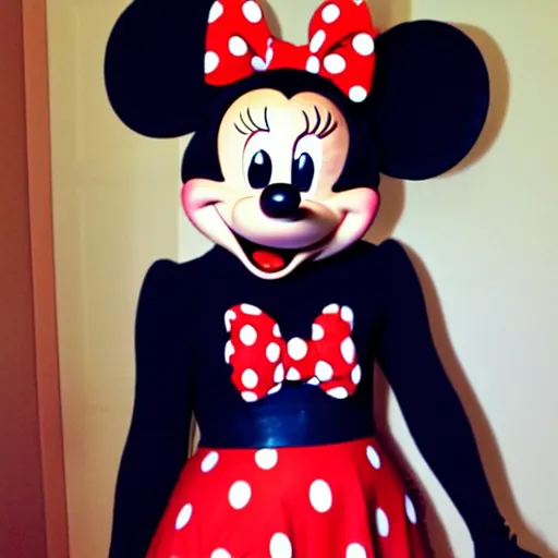Image similar to mickey mouse dresses up as minnie mouse