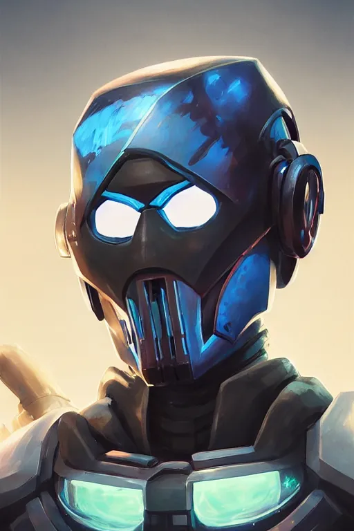 Image similar to epic mask helmet robot ninja portrait stylized as fornite style game design fanart by concept artist gervasio canda, behance hd by jesper ejsing, by rhads, makoto shinkai and lois van baarle, ilya kuvshinov, rossdraws global illumination radiating a glowing aura global illumination ray tracing hdr render in unreal engine 5