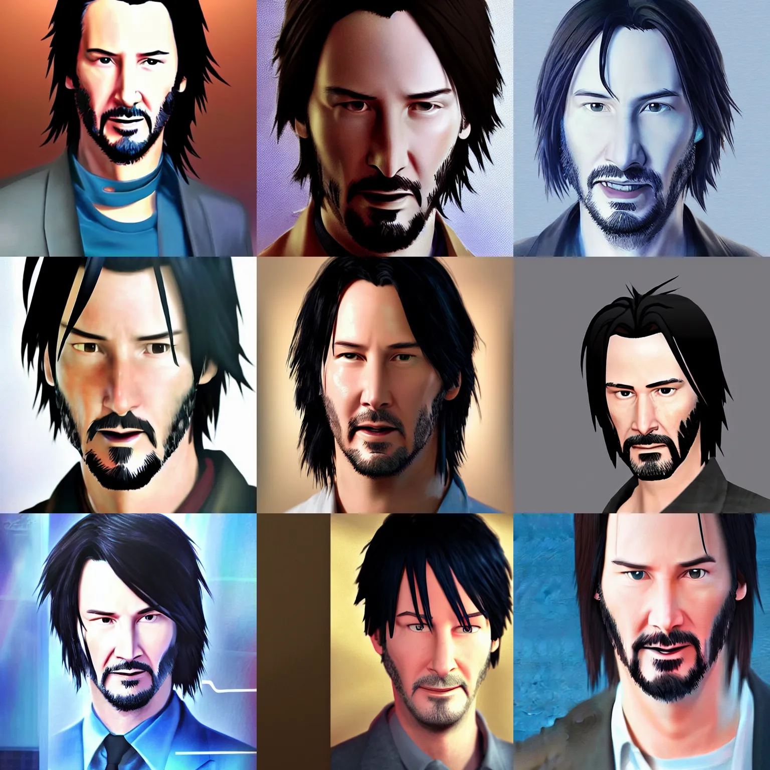 Prompt: 3d Anime portrait of Keanu Reeves by pixar, epic lighting, ultra realistic