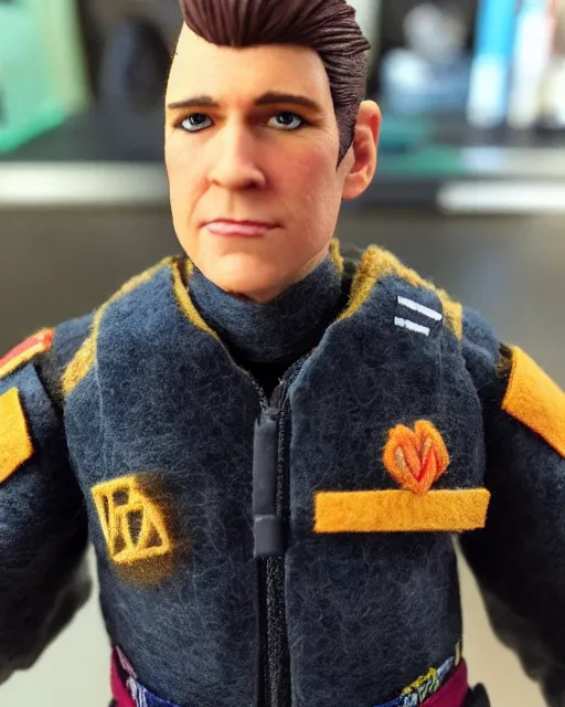 Image similar to twitch streamer adin ross as a action figure. highly detailed felt. hyper real photo. 4 k.