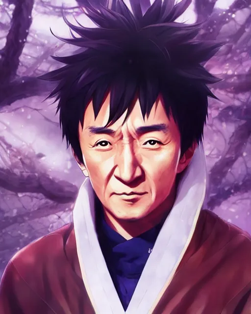 Prompt: anime portrait of Jackie Chan as an anime man by Stanley Artgerm Lau, WLOP, Rossdraws, James Jean, Andrei Riabovitchev, Marc Simonetti, and Sakimichan, trending on artstation