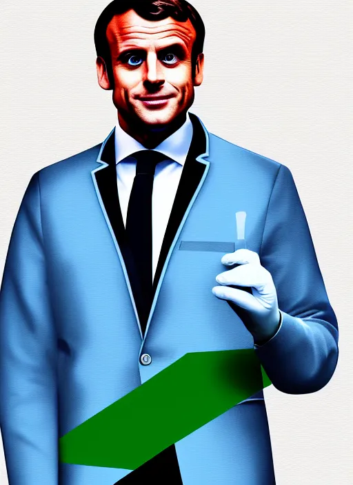 Image similar to french president emmanuel macron dressed as a surgeon, digital art