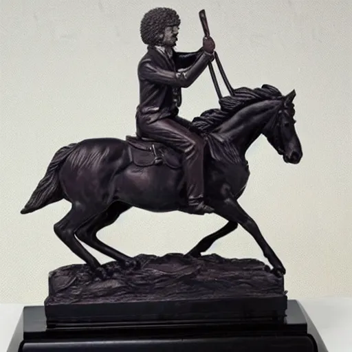 Image similar to bob ross riding horse remington sculpture