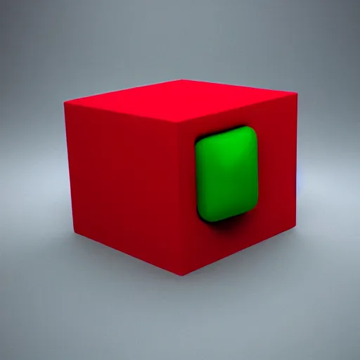 Image similar to a red cube on top of a green cube