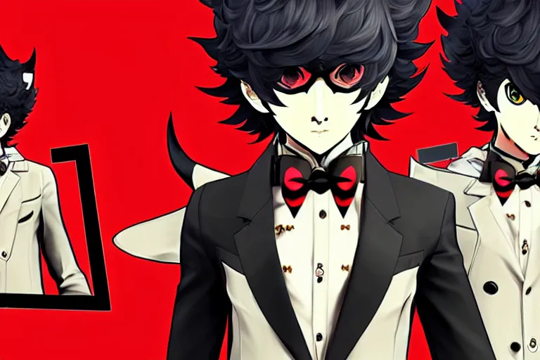Prompt: in the persona 5 : royal ( by atlus ) video game casino level, a furry male sandcolored tan fox fursona ( has hair ), persona 5 phantom thief style