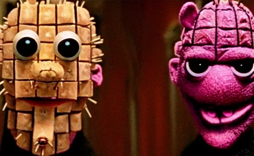 Image similar to the movie Hellraiser but it's all muppets vfx film