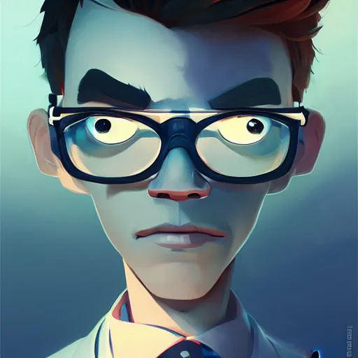 Image similar to face icon stylized minimalist dexter's laboratory, loftis, cory behance hd by jesper ejsing, by rhads, makoto shinkai and lois van baarle, ilya kuvshinov, rossdraws global illumination