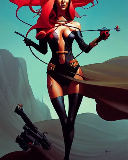 Image similar to peter mohrbacher, phil noto comicbook cover art, jessica alba as lady death