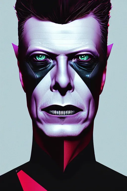 Image similar to portrait of david bowie as batman. intricate abstract. intricate artwork. by tooth wu, wlop, beeple, dan mumford. octane render, trending on artstation, greg rutkowski very coherent symmetrical artwork. cinematic, hyper realism, high detail, octane render, 8 k