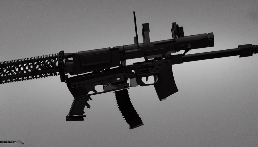Prompt: extremely detailed ultra realistic side view photo sci fi minimalist assault rifle coilgun, detailed trigger, chemically propelled, electric, white paint, smooth streamline, elegant sleek smooth body, wires, railgun, chemrail, gauss, smooth utopian design, ultra high quality, octane, cod, destiny, warframe, terminator