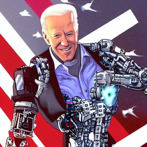 Image similar to joe biden as a cyborg cybernetic necromancer magic realism fantasy realm sci - fi