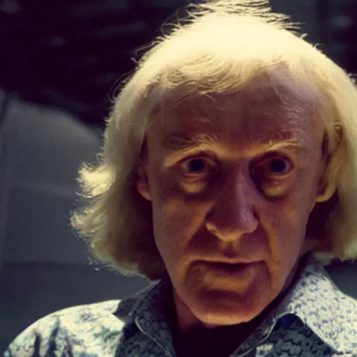 Image similar to jimmy saville in stranger things, 4 k, epic, cinematic, focus, movie still, fantasy, serious, extreme detail, atmospheric, dark colour, sharp focus