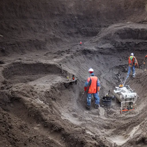 Image similar to the photo of excavations in deep of the Earth, 1000 km deep, detailed, 8K