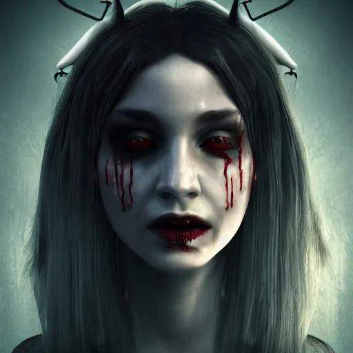 Prompt: portrait of a vampire, moonlit, dark, glowing background lighting, hyper detailed, horror fairy tale, 4 k octane render