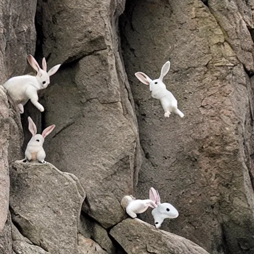 Image similar to bunnies jumping a cliff