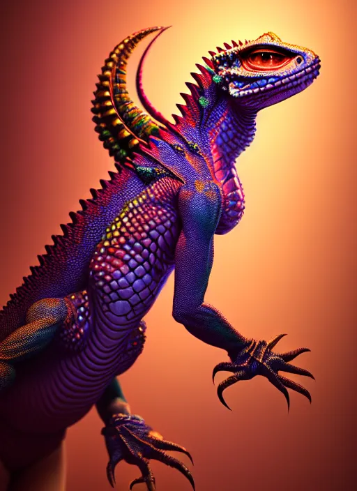 Image similar to studio portrait of lawful good colorful female divine mech lizard as absurdly beautiful, elegant, young pretty gravure idol, ultrafine hyperrealistic detailed face illustration by kim jung gi, irakli nadar, intricate linework, sharp focus, bright colors, matte, octopath traveler, final fantasy, unreal engine highly rendered, global illumination, radiant light, intricate environment