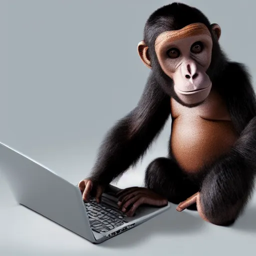 Prompt: bored ape with laptop