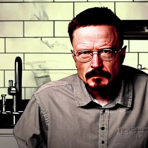 Image similar to Walter white in the kitchen with Elon musk 8k