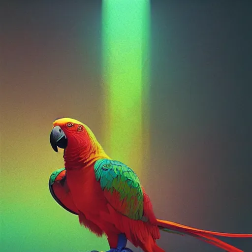 Image similar to A psychedelic parrot, ethereal, extremely high detail, photorealistic, cinematic lighting, artstation, octane render, art by Zdzisław Beksiński