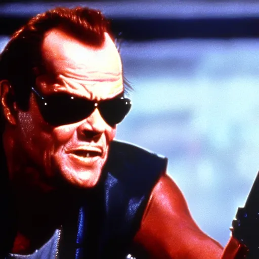 Image similar to Jack Nicholson plays Terminator 2, scene from the film