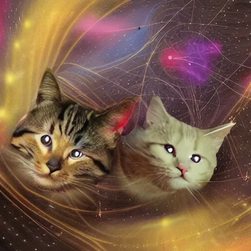 Prompt: strange attractor, but with cats in cyberspace, fantasy