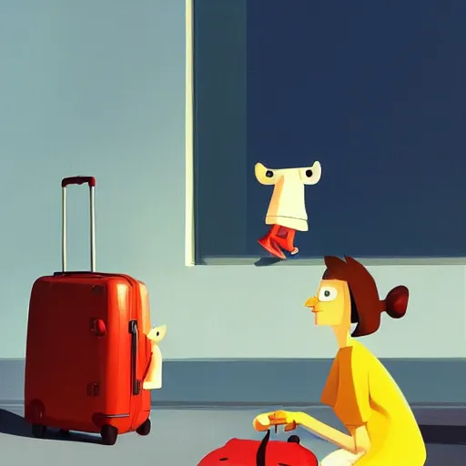 Prompt: goro fujita ilustration parents couple packing suitcases in the car, painting by goro fujita, sharp focus, highly detailed, artstation