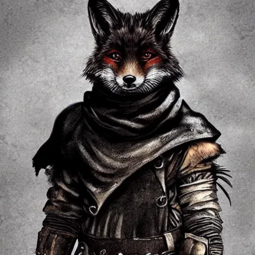 Image similar to A dark fox dressed like in Mad Max in the style of a DnD character portrait
